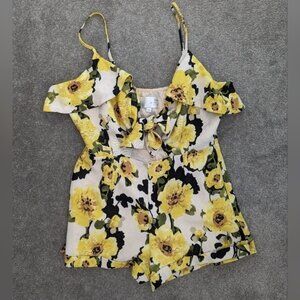 J.o.a floral sunflower romper with bow cutout size Large